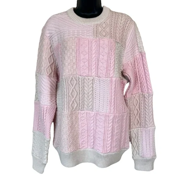 J. CREW Heritage Patchwork Cotton Cable-knit Sweater NWT - Picture 1 of 14